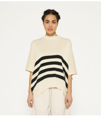 10DAYS Trui sleeveless sweater knit stripes light safari