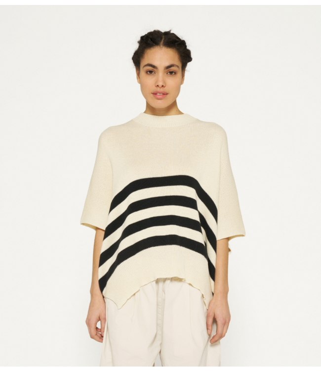 10DAYS Trui sleeveless sweater knit stripes light safari