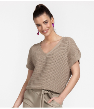 Studio Anneloes Top chiara v-neck crochet top clay