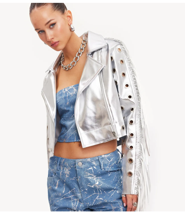 Jacket radiant light silver biker jacket