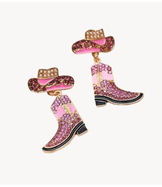 Oorbellen hello beautiful earrings with cowboy boots