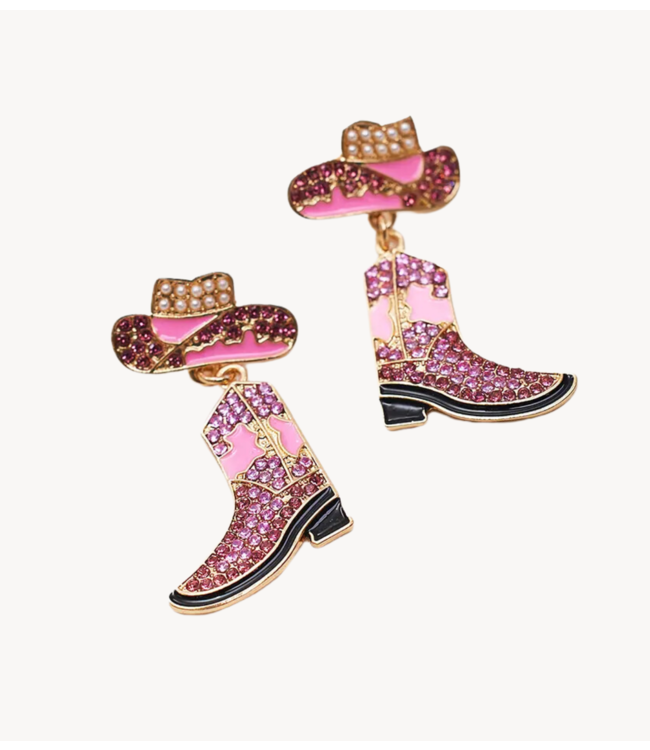Oorbellen hello beautiful earrings with cowboy boots
