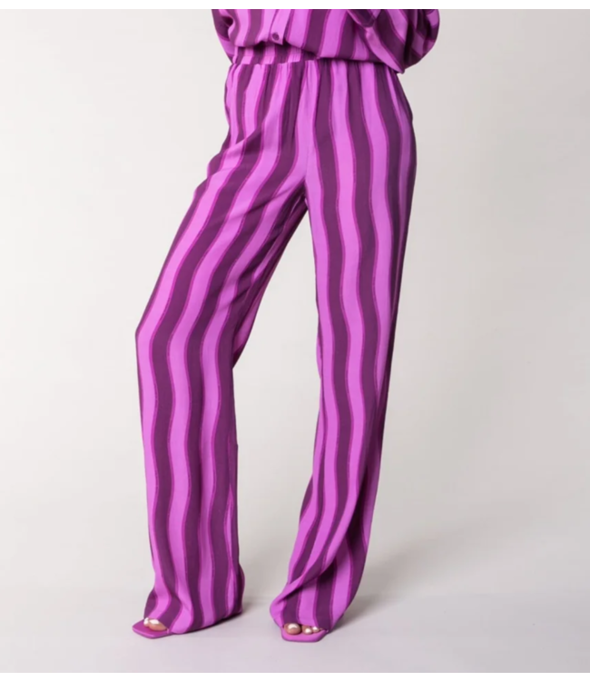Colourful Rebel Broek Melody Stripes Straight Pants purple