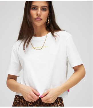 HARPER & YVE T-shirt Logo-ss cropped cream white