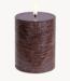Uyuni lighting Stompkaars LED pillar melted candle, brown, Rustic, 7,8x10 cm