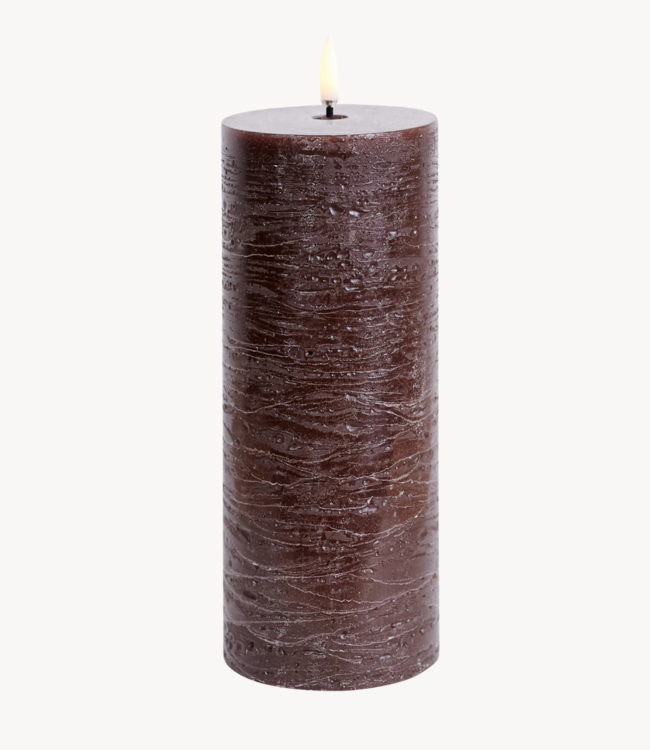 Uyuni lighting Stompkaars LED pillar melted candle, brown, Rustic, 7,8x20 cm