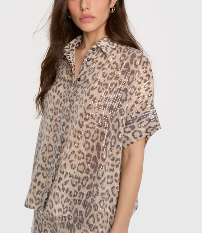 Alix The Label Blouse ladies woven animal sequin oversized blouse animal