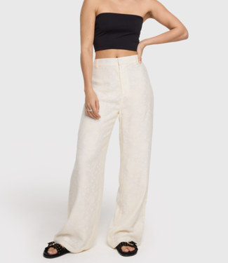 Alix The Label Broek ladies woven burn out jacquard pants soft white