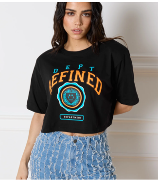 Refined Department T-shirt ladies knitted oversized cropped t-shirt mona black