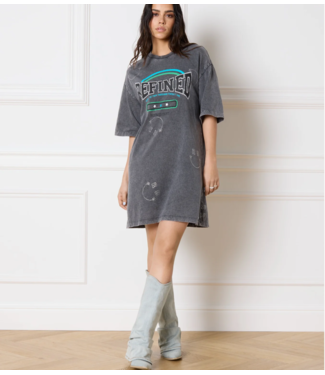 Refined Department T-shirt ladies knitted acid wash t-shirt dress bella antra
