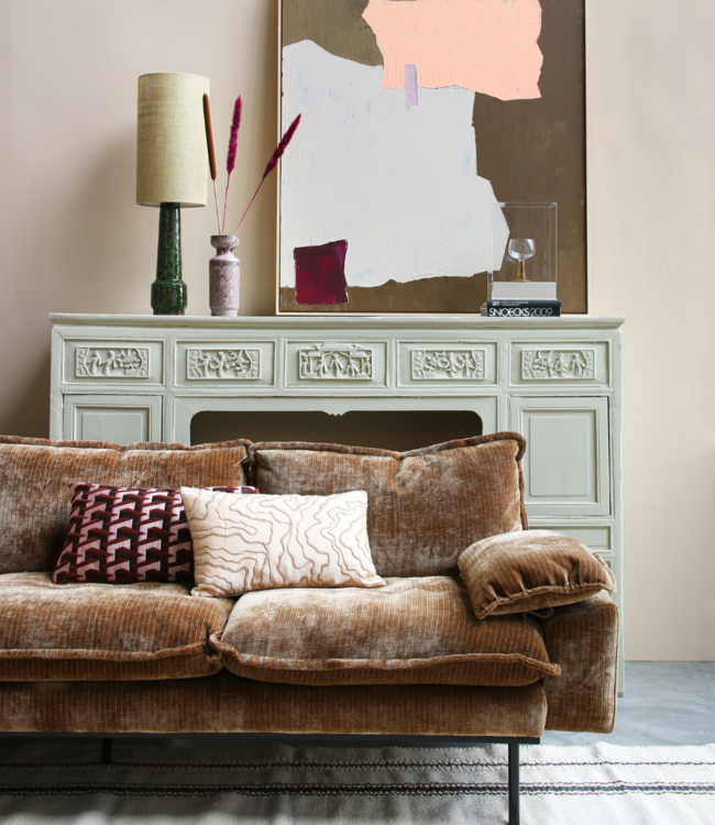 HKLIVING Bank retro sofa 2-seats velvet corduroy, aged gold