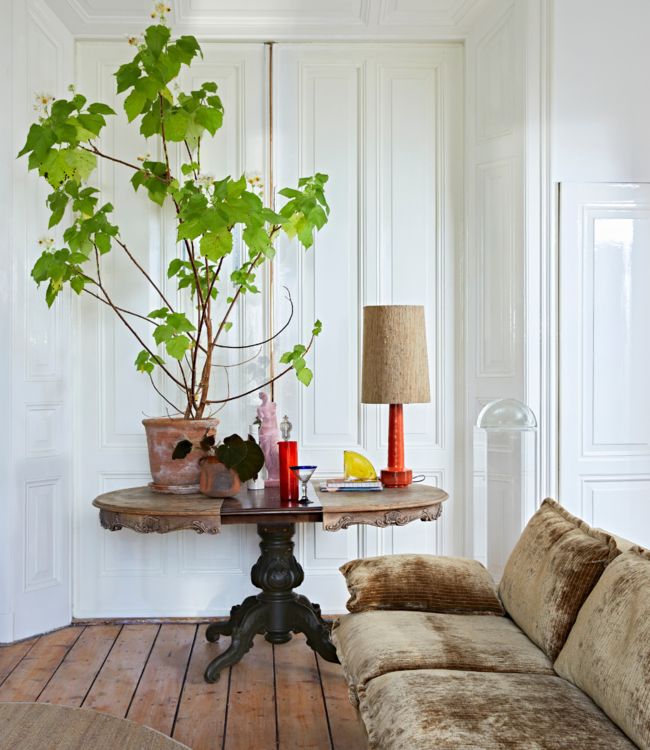 HKLIVING Bank retro sofa 4-seats velvet corduroy, aged gold