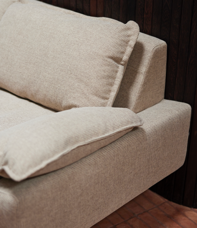 HKLIVING Bank retro sofa: 3-seats, wafer, cream