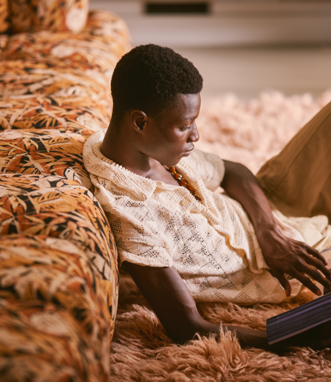 HKLIVING Bank Wave couch: element left low arm, printed hollywood special