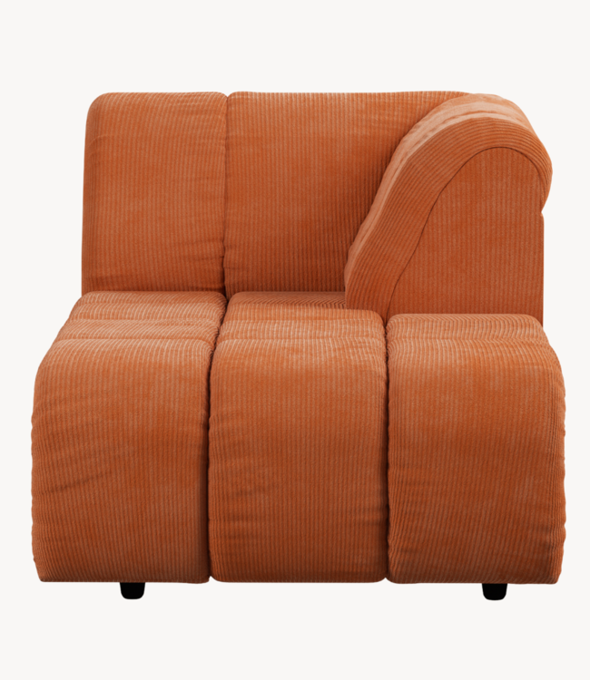 HKLIVING Bank Wave couch: element right divan, corduroy rib, dusty orange