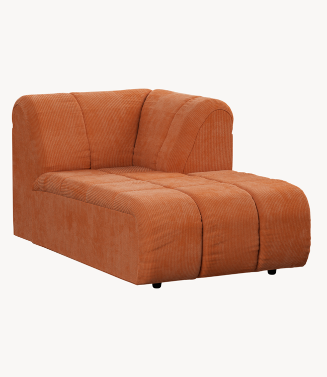 HKLIVING Bank Wave couch: element right divan, corduroy rib, dusty orange