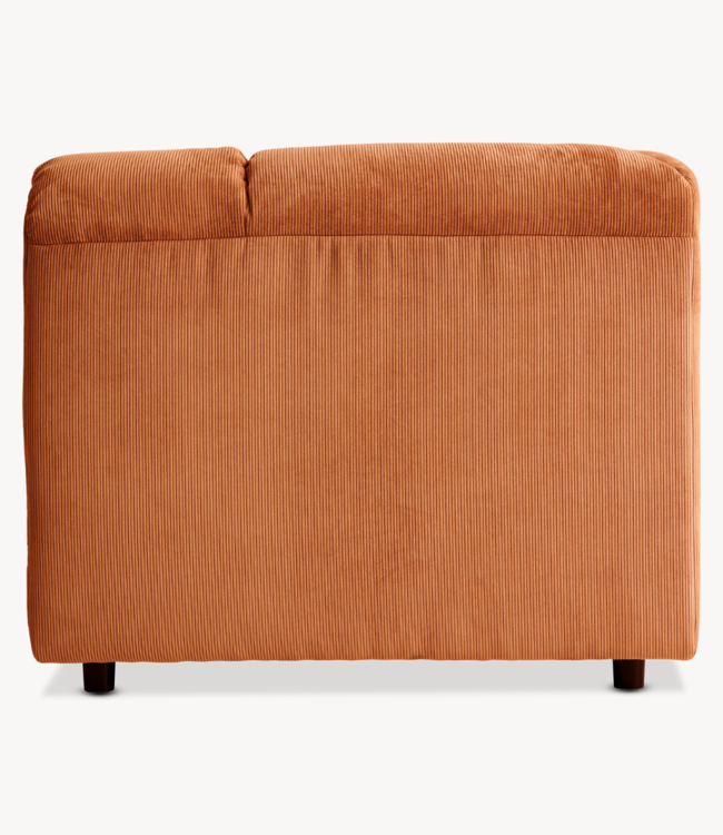 HKLIVING Bank Wave couch: element left divan, corduroy rib, dusty orange