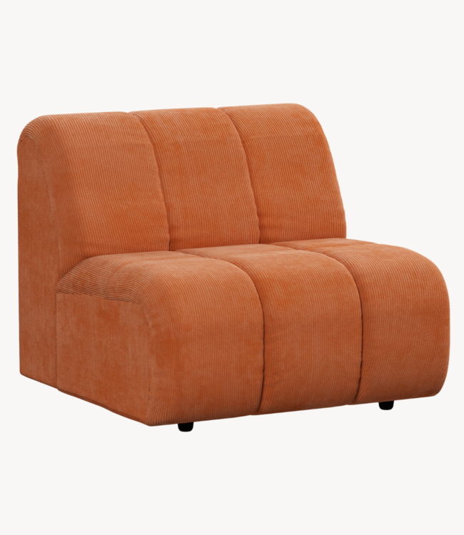 HKLIVING Bank Wave couch: element middle, corduroy rib, dusty orange