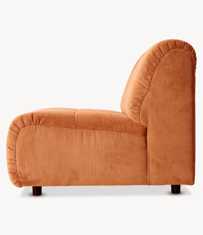 HKLIVING Bank Wave couch: element middle, corduroy rib, dusty orange