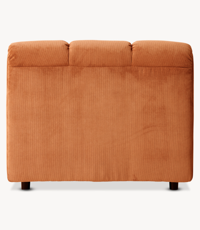 HKLIVING Bank Wave couch: element middle, corduroy rib, dusty orange
