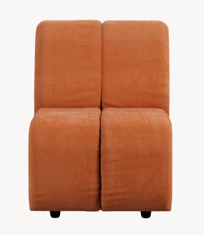 HKLIVING Bank Wave couch: element middle small, corduroy rib, dusty orange