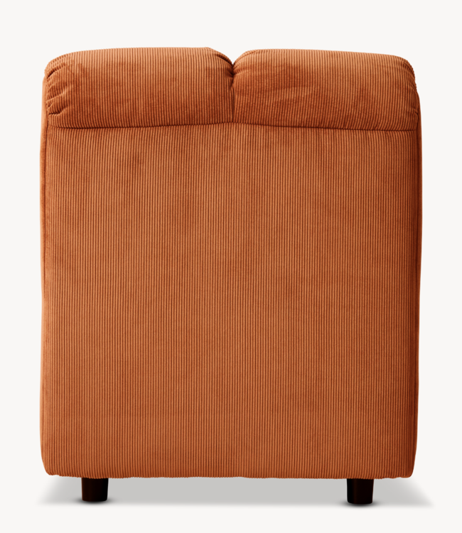 HKLIVING Bank Wave couch: element middle small, corduroy rib, dusty orange