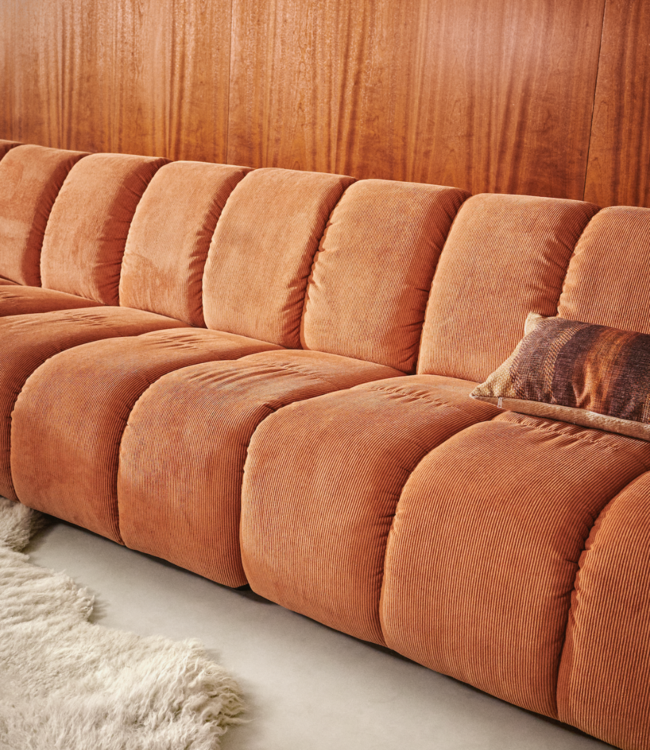 HKLIVING Bank Wave couch: element middle small, corduroy rib, dusty orange