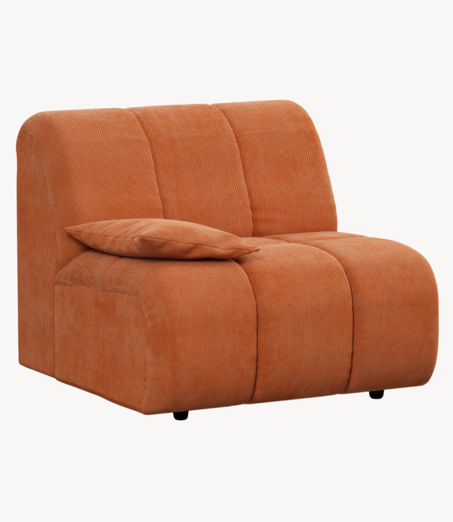 HKLIVING Bank Wave couch: element left low arm, corduroy rib, dusty orange