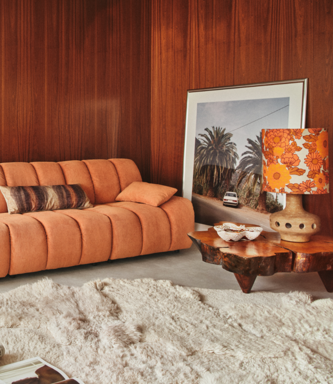 HKLIVING Bank Wave couch: element left low arm, corduroy rib, dusty orange