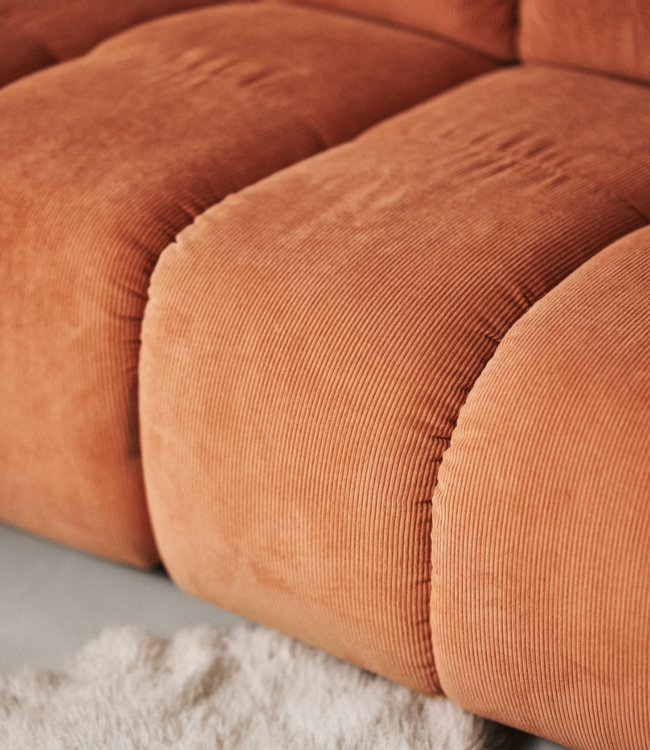 HKLIVING Bank Wave couch: element left low arm, corduroy rib, dusty orange