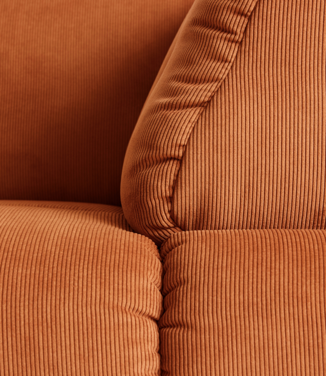 HKLIVING Bank Wave couch: element right high arm, corduroy rib, dusty orange