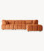 HKliving Bank Wave couch: element right high arm, corduroy rib, dusty orange