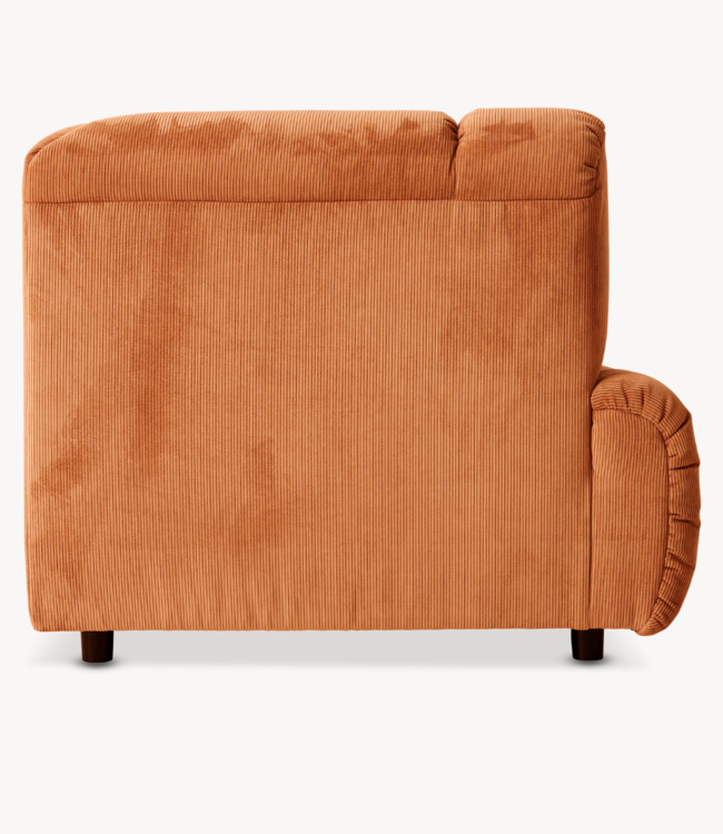 HKLIVING Bank Wave couch: element left high arm, corduroy rib, dusty orange