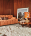 HKLIVING Bank Wave couch: element left high arm, corduroy rib, dusty orange