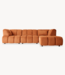 HKLIVING Bank Wave couch: element left high arm, corduroy rib, dusty orange
