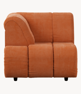 HKLIVING Bank Wave couch: element left high arm, corduroy rib, dusty orange