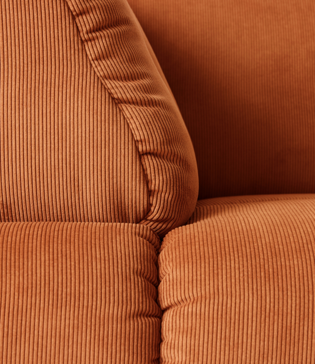 HKLIVING Bank Wave couch: element left high arm, corduroy rib, dusty orange