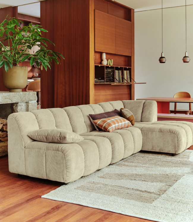 HKLIVING Bank Wave couch: element right high arm, corduroy rib, olive