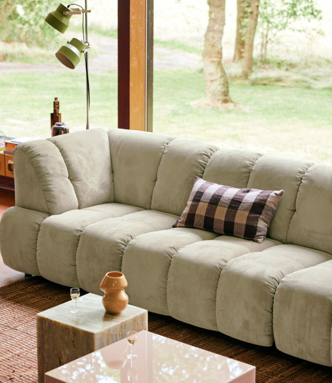 HKLIVING Bank Wave couch: element left high arm, corduroy rib, olive