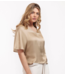 Studio Anneloes Top Yuna satin V-neck gold