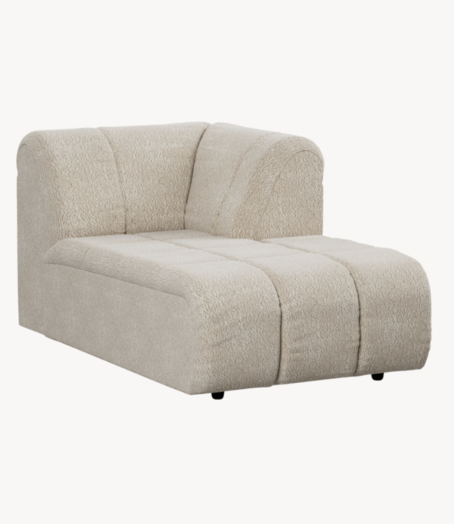 HKLIVING Bank Wave couch: element right divan, boucle cream