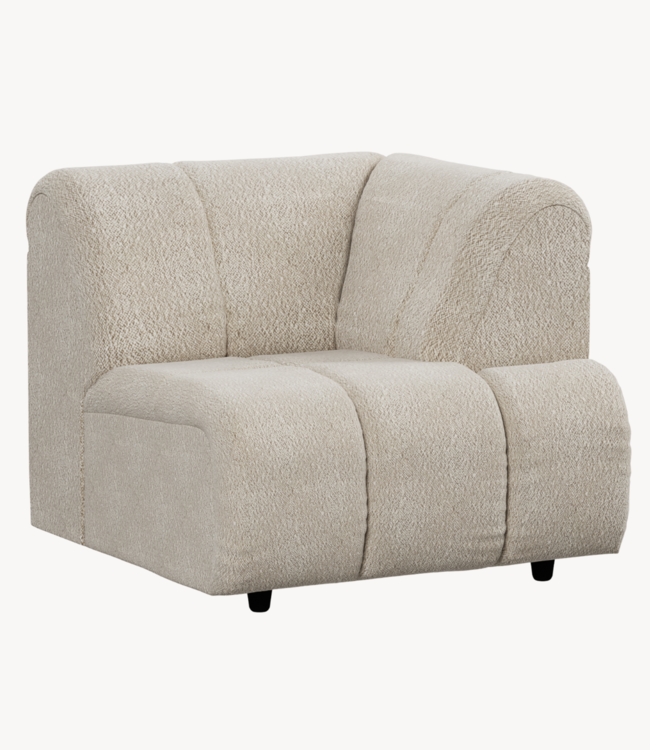 HKLIVING Bank Wave couch: element right high arm, boucle cream