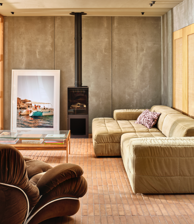 HKLIVING Bank Brut sofa: element right, royal velvet, cream