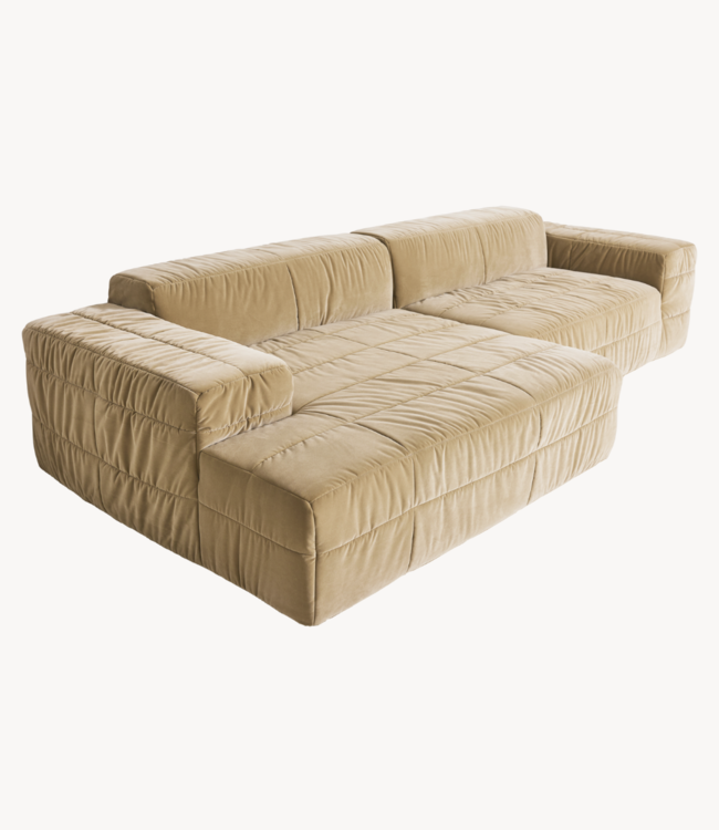 HKLIVING Bank Brut sofa: element right, royal velvet, cream