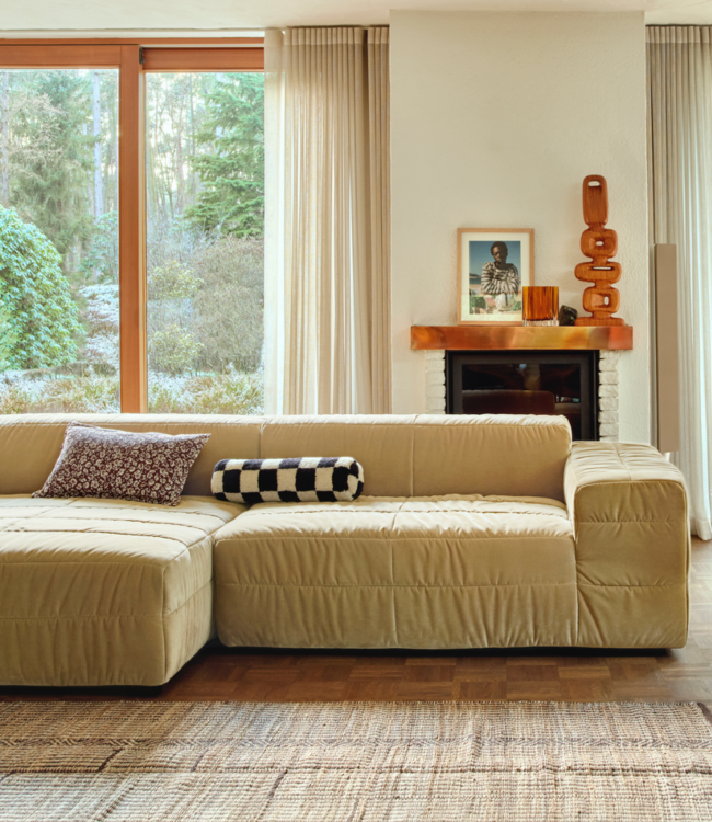 HKLIVING Bank Brut sofa: element right divan, royal velvet, cream