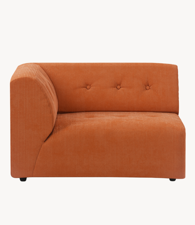 HKliving Bank vint couch: element left 1,5-seat, corduroy rib, dusty orange