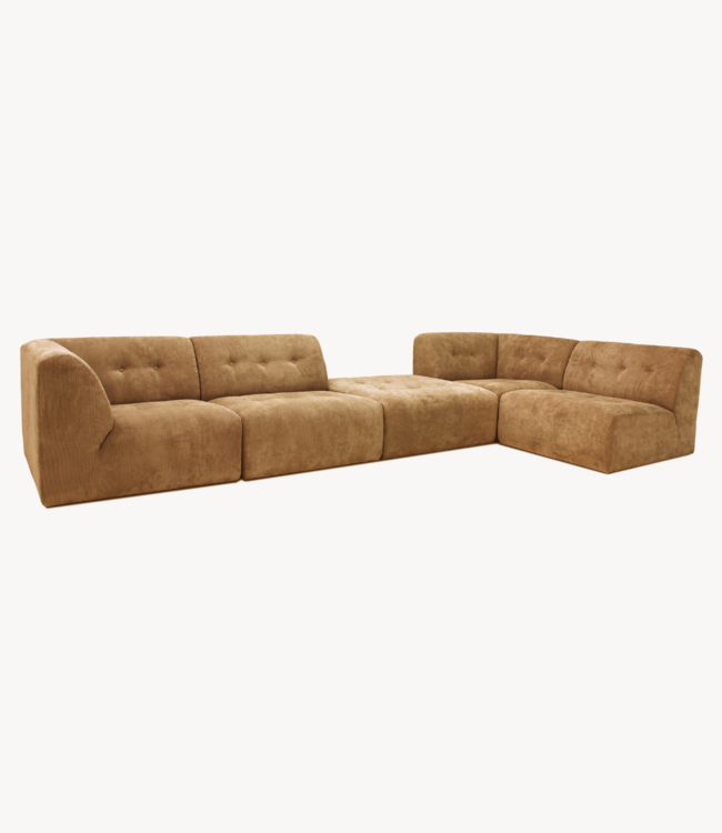 HKLIVING Bank vint couch: element left, corduroy rib, brown