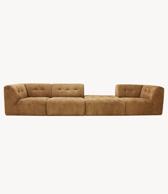 HKLIVING Bank vint couch element middle 1,5-seat corduroy rib, brown