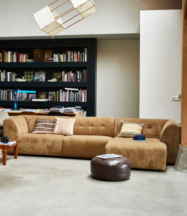 HKLIVING Bank vint couch element middle 1,5-seat corduroy rib, brown