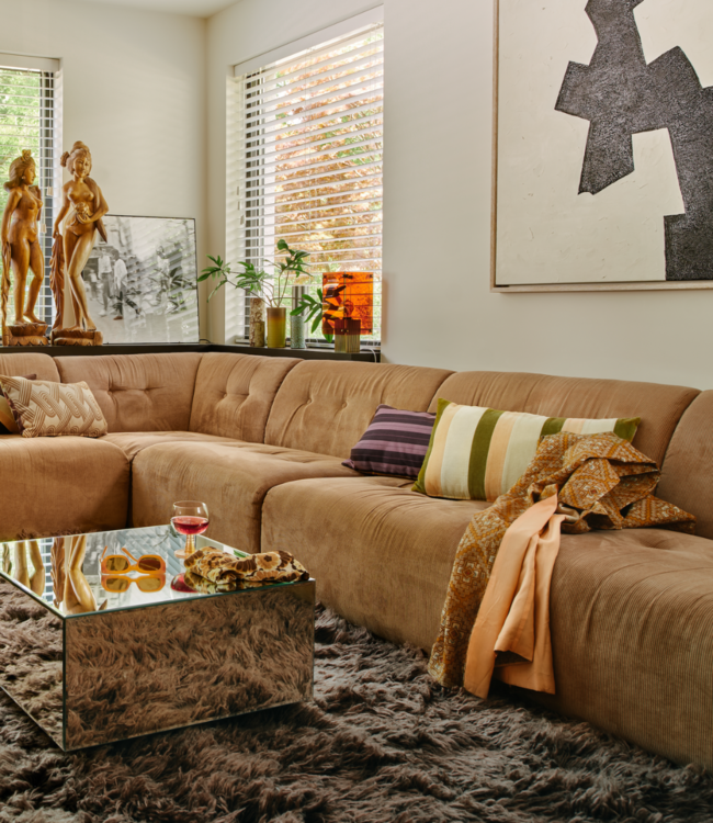 HKLIVING Bank vint couch: element right 1,5-seat corduroy rib, brown